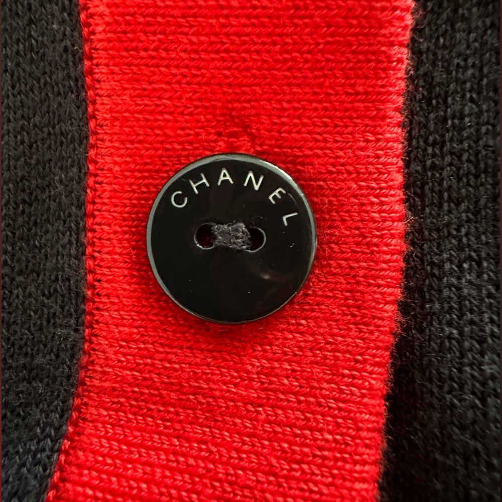 Chanel Navy & Red Cardigan Sweater - image 2